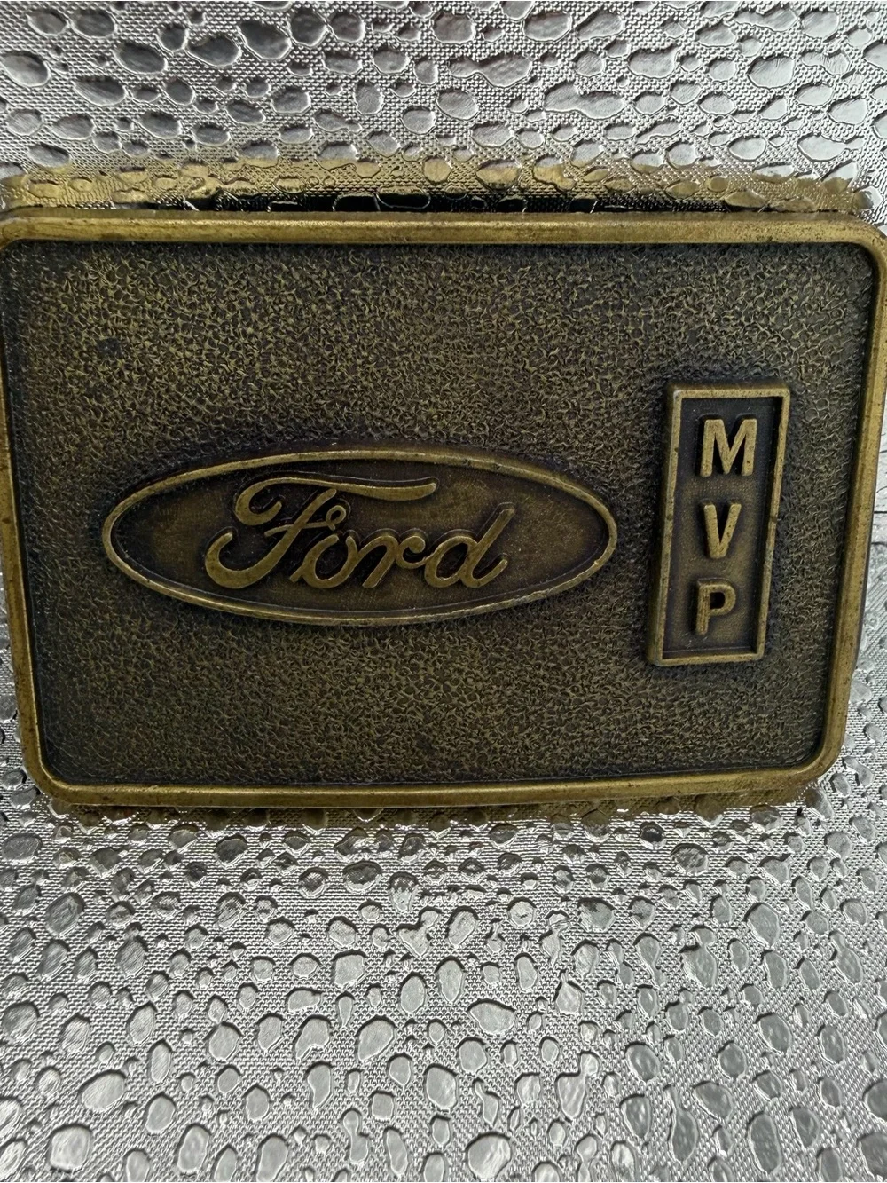 Ford MVP Brass-Tone Rectangular Belt Buckle
